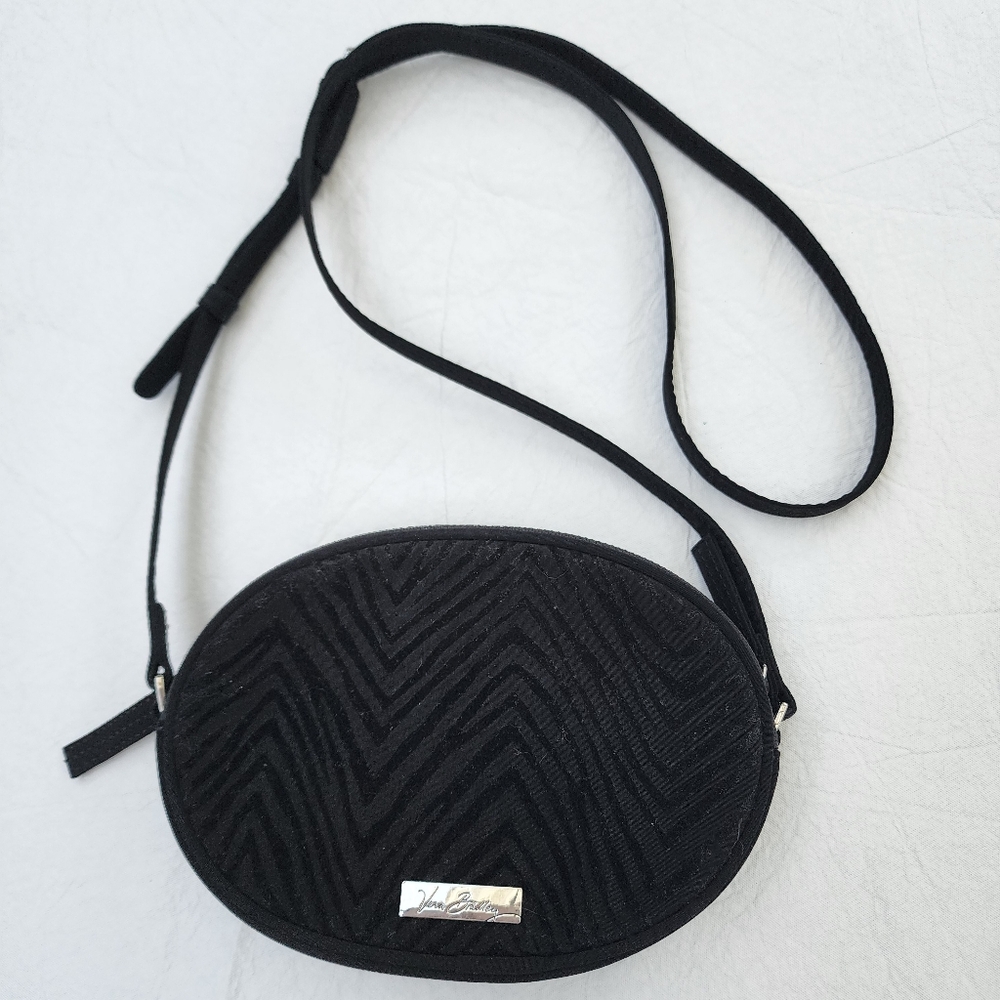 Vera Bradley Crossbody Classic Black Zebra Velvet Oval Bag